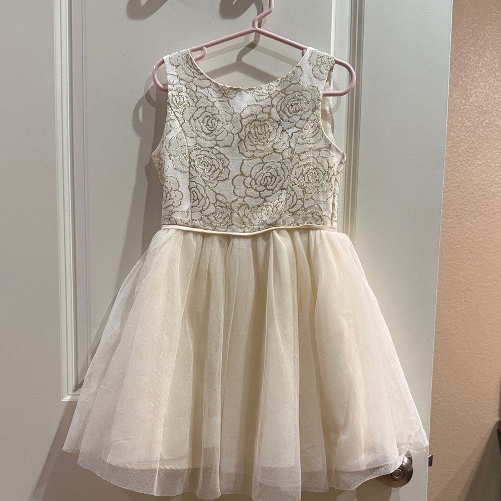 Elegant Cream Floral Kids Dress